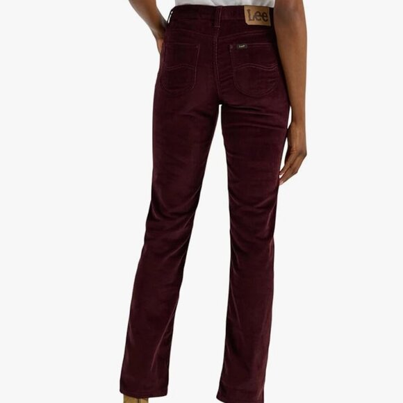 NWT Lee Women's Legendary Mid Rise Straight Leg Jean, velvet beet corduroy - Picture 3 of 5